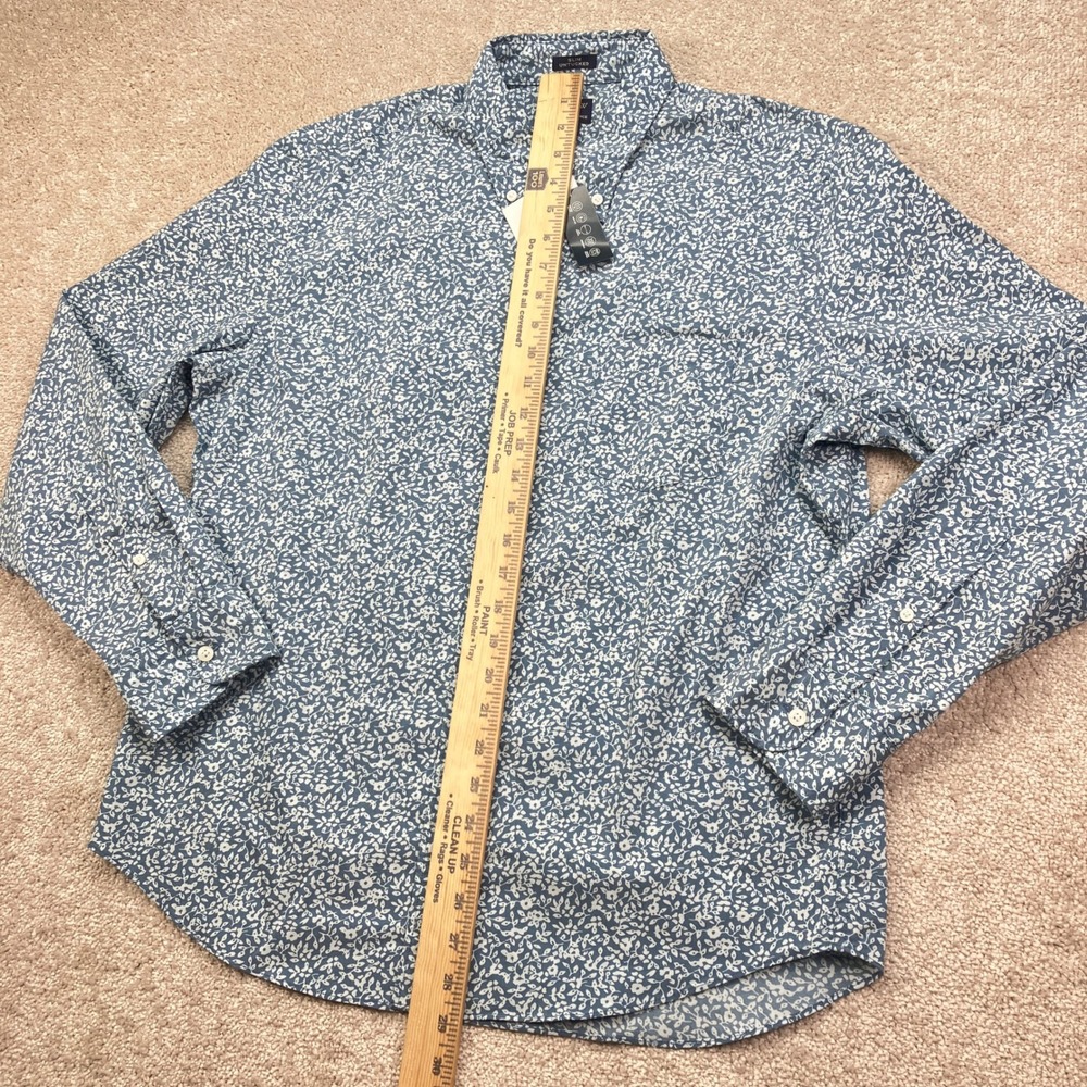 NEW J. Crew Men L Button Down Shirt Blue Floral Performance Washed Slim Untucked - Picture 5 of 10